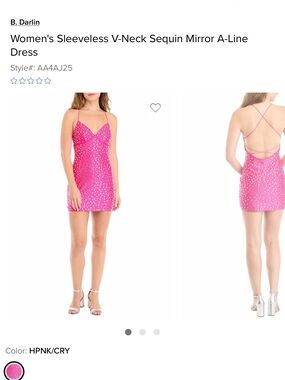 B Darlin Hot Pink Sequin Strappy Back Mini Dress